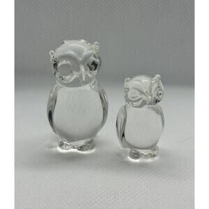 Set of 2 Vintage Princess House 24% Lead Crystal Owl Figurine Made in Germany